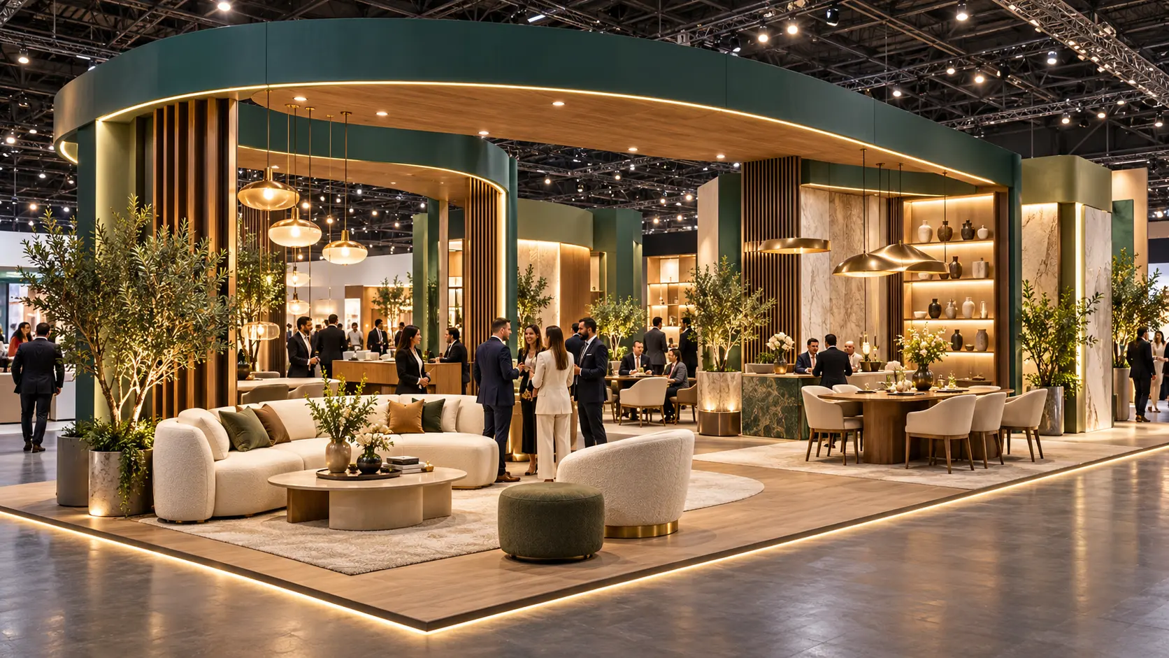 Branded premium exhibition booth illustrating the Gold sponsorship experience at Iraq Home Expo