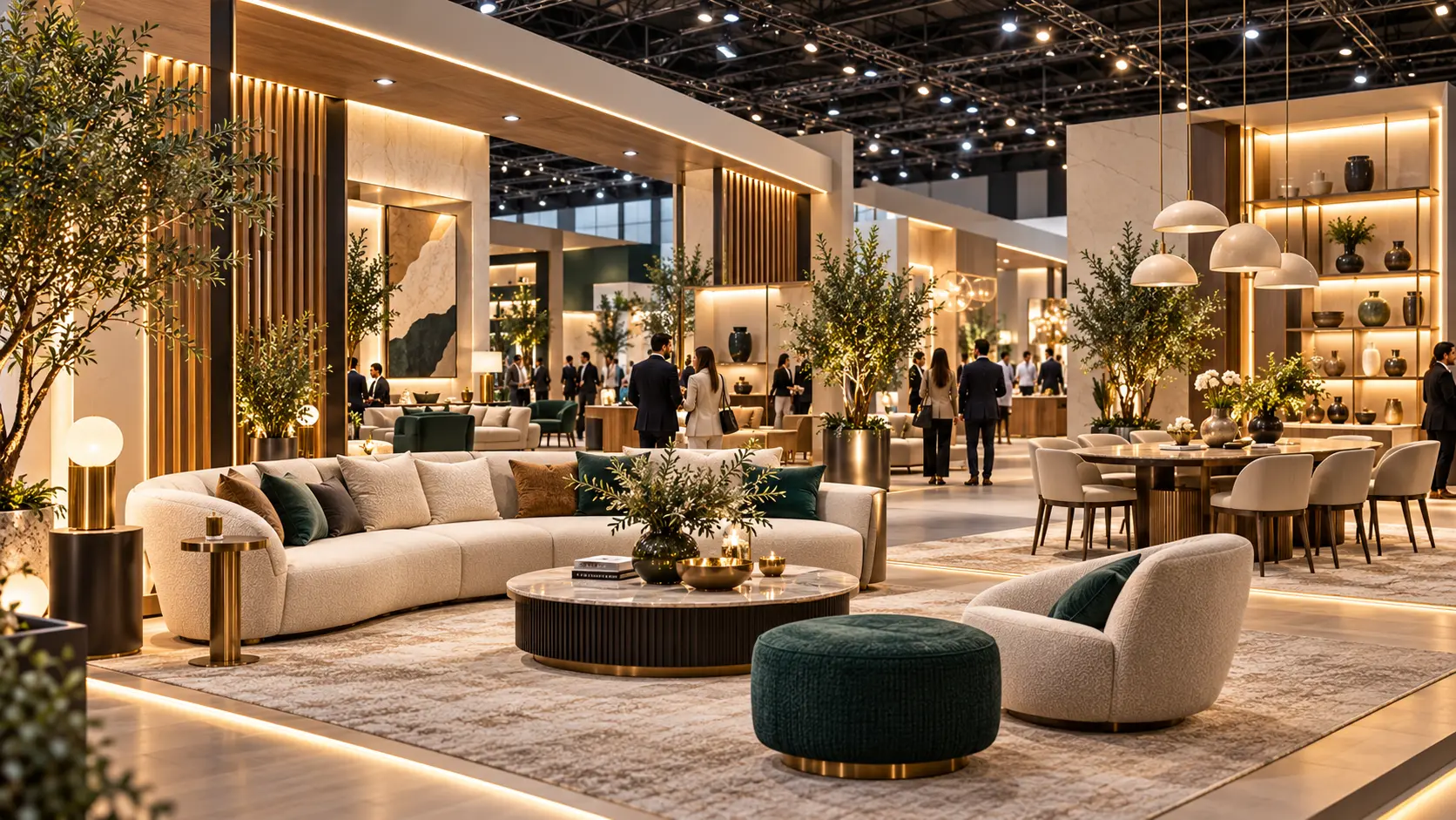 Premium furniture showcase illustrating the Platinum sponsorship experience at Iraq Home Expo